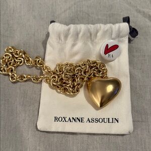 Roxanne Assoulin Gold Puffy Heart Pendant Necklace